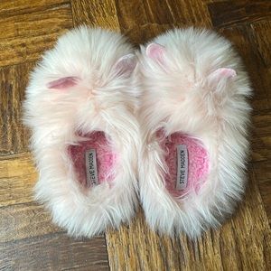 Steve Madden pink fur bunny slippers with ears